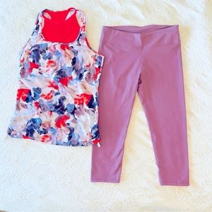 Fabletics Outfit, Capri Leggings, Seamless Macrame Bra, Cool Mesh Racerback SM